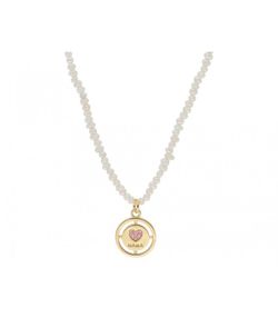 Pingente de pérola de prata banhado a ouro Liska feminino MAMA07CL-D Mom Multicolor Zircônia