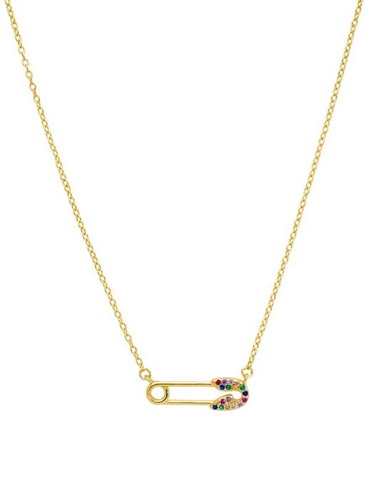 Collier Femme Marea Argent Zircons Multicolores Or 18kts D02007 / AD Doré