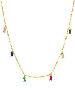 Collar Marea Mujer Plata Piedras Multicolor Oro 18kts D02007/AN Dorado