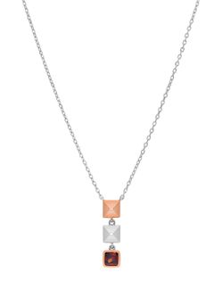 Collar Marea Plata Bicolor Rose D04107/AA Colgantes Cuadrados Circonita Escarlata