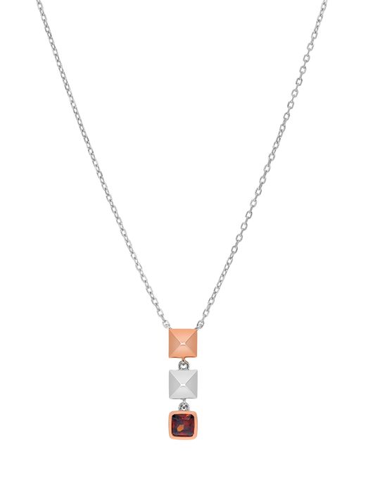 Collar Marea Plata Bicolor Rose D04107/AA Colgantes Cuadrados Circonita Escarlata