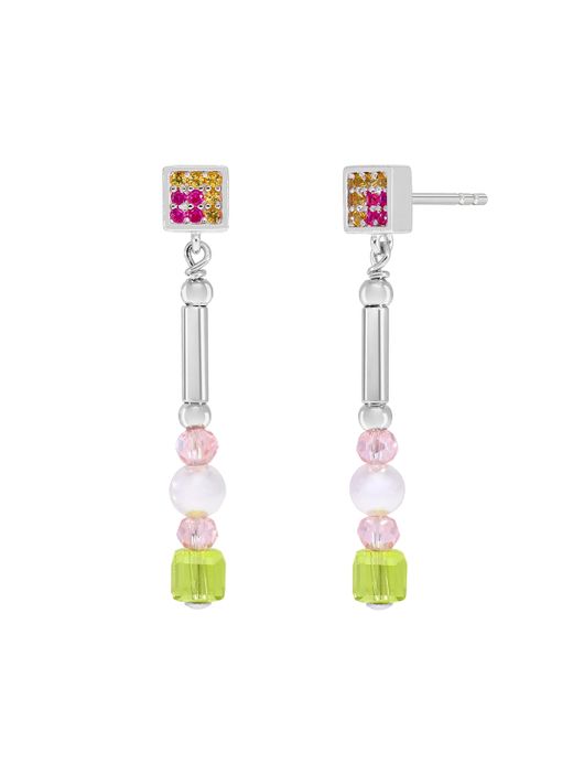 Pendientes Marea Plata D03501/BO Colgante Piedras/Perlas Multicolor