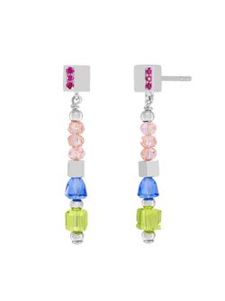 Pendientes Marea Plata D03501/BP Colgante Piedras/Perlas Multicolor