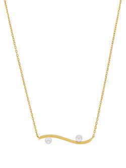 Collar Marea Plata Dorada D03107/AR Doble Perla Blanca