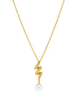 Collar Marea Plata Dorada D03107/AT Colgante Espiral Circonitas Perla Blanca