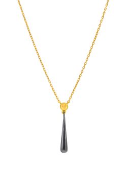 Collar Marea Plata Dorada D03207/BD Colgante Gota Negra