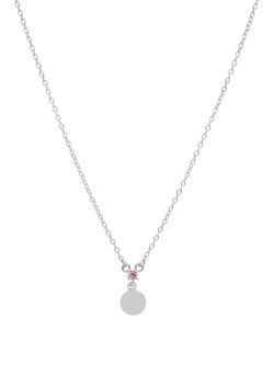 Collar Mini Esfera Marea Mujer Plata Circonita Rosada D02007/AR
