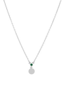 Collar Mini Esfera Marea Mujer Plata Circonita Verde D02007/AP