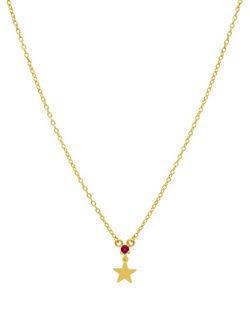 Collar Mini Estrella Marea Mujer Plata Circonita Fucsia Oro 18kts D02007/BH Dorado
