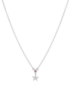 Collar Mini Estrella Marea Mujer Plata Circonita Rosada D02007/BB