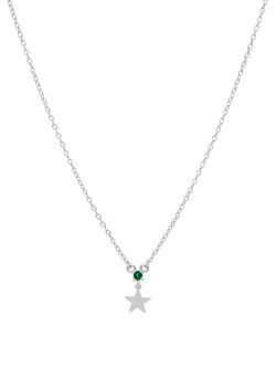Collar Mini Estrella Marea Mujer Plata Circonita Verde D02007/AZ