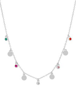 Collar Multicolgantes Esfera Marea Mujer Plata Circonitas Boceladas Multicolor D02007/BJ