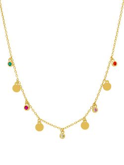 Collar Multicolgantes Esfera Marea Mujer Plata Circonitas Boceladas Multicolor Oro 18kts D02007/BL Dorado