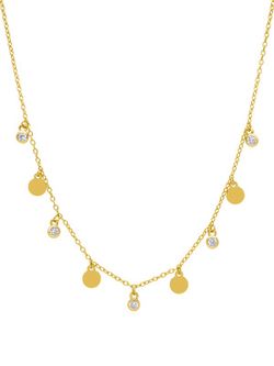 Collar Multicolgantes Esfera Marea Mujer Plata Circonitas Boceladas Oro 18kts D02007/BK Dorado