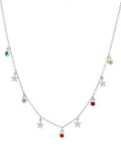 Collar Multicolgantes Estrella Marea Mujer Plata Circonitas Boceladas Multicolor D02007/BN