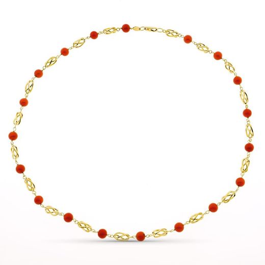 18-karatowy złoty naszyjnik Fine Sardynian Coral Cage 6mm 50cm 16000274