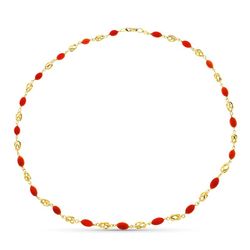 Collar Oro 18kts Jaula Coral Fino Cerdeña 8x5mm 50cm 15000150