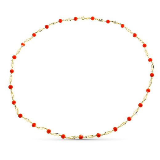 Colar de ouro 18kt gaiola de coral japonesa fina 5,5 mm 60 cm 14000346