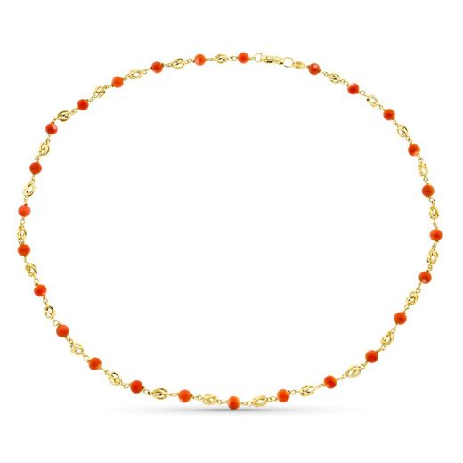 Colar de ouro 18kt gaiola de coral japonesa fina 5mm 50cm 12000050