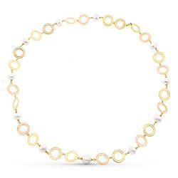 Collar Oro Bicolor 18kts Amarillo Rosa Perla Cultivadas 14mm 85cm 20407-3