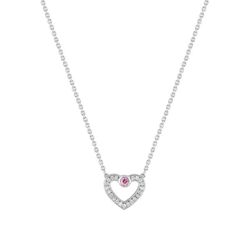 Collar Oro Blanco 18kts (18)3.5516.21 Love 0.08 Zafiro Rosa 0.11ct GH SI Diamantes