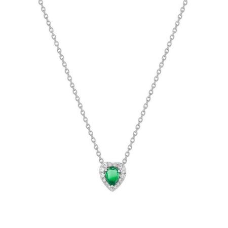 Collar Oro Blanco 18kts Christian Bernard  (18)3.6008.E1 Diamantes Con Esmeralda