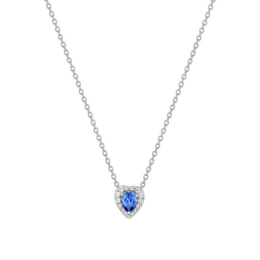 Collar Oro Blanco 18kts Christian Bernard (18)3.6008.S1 Diamantes 0,15ct Con Zafiros