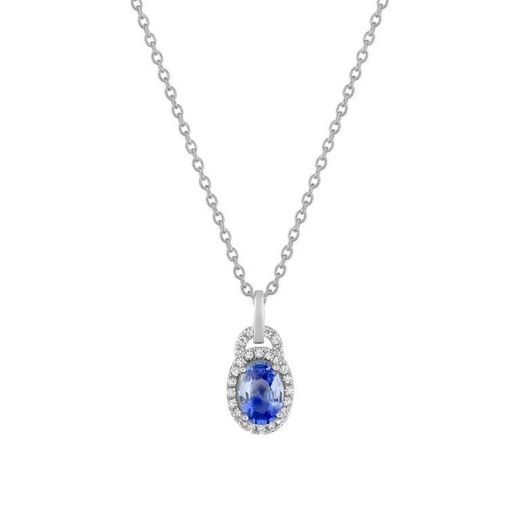 Collar Oro Blanco 18kts Christian Bernard (18)3.6010.S1 Diamantes 0,13ct Con Zafiros