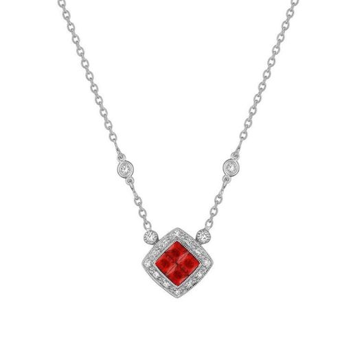 Colar Christian Bernard em ouro branco 18k (18) 3.6042.R1 0,13ct diamantes com rubi