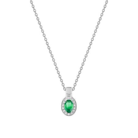 Collar Oro Blanco 18kts Christian Bernard  (18)3.6072.E1 Diamantes Con Esmeralda