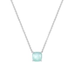 Collar Oro Blanco 18kts Joelli (18)J30002.V1 Solo Calcedonia Verde
