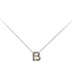 Colgante Plata 1cm Liska Mujer LET02CL-B Colgante B Circonitas Multicolor