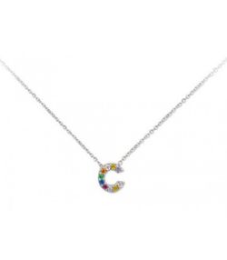 Colgante Plata 1cm Liska Mujer LET02CL-C Colgante C Circonitas Multicolor