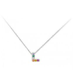 Colgante Plata 1cm Liska Mujer LET02CL-L Colgante L Circonitas Multicolor