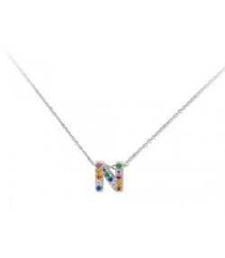 Colgante Plata 1cm Liska Mujer LET02CL-N Colgante N Circonitas Multicolor