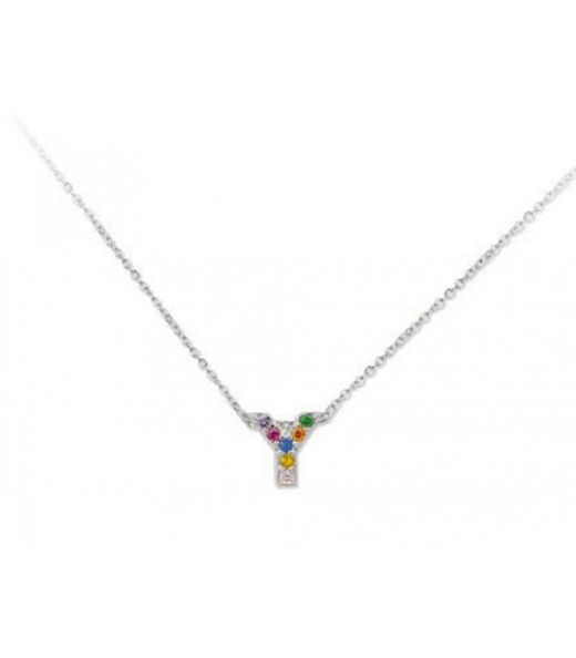 Colgante Plata 1cm Liska Mujer LET02CL-Y Colgante Y Circonitas Multicolor