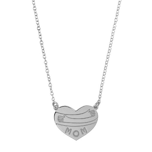 Colar Prata 36+4cm COL0658RH Coração Mãe