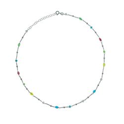 Collar Plata Argent Basic 38,5+5cm CORT029 Piedras Multicolor