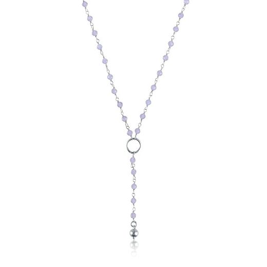 Collier Argent Basic Argent 39+5cm CORT038L Bague Chapelet Violet