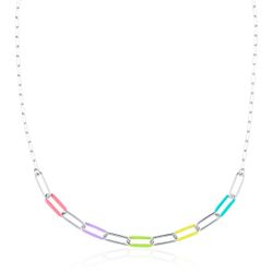 Collar Plata Argent Basic COK004T Eslabones Esmaltados Multicolor