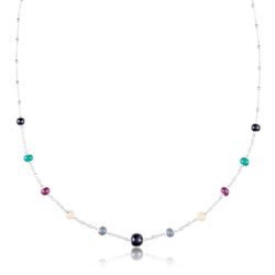 Collar Plata Argent Basic COK005M bolitas esmaltadas multicolor