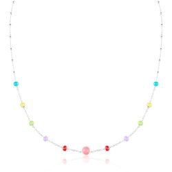 Collar Plata Argent Basic COK005T bolitas esmaltadas multicolor