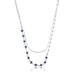 Collar Plata Argent Basic CORT039D Cristales Negros Facetados