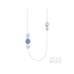 Collar Plata Argent Basic Piedras Azul Blanca CORS002A