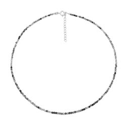 Colgante Plata Mujer COM0056RHCN Piedras Minerales Cuarzo Rutilado Negro