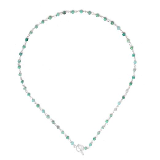 Collar Plata Mujer COM0095PLAZ Piedras Minerales Amazonita