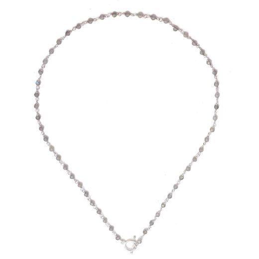 Collar Plata Mujer COM0095PLLA Piedras Minerales Labradorita