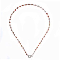 Collar Plata Mujer COM0095PLOR Piedras Minerales Opalo Rosa