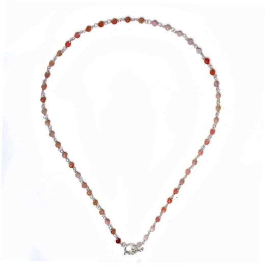 Collar Plata Mujer COM0095PLOR Piedras Minerales Opalo Rosa