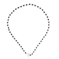 Collar Plata Mujer COM0095PLOX Piedras Minerales Onix Negro